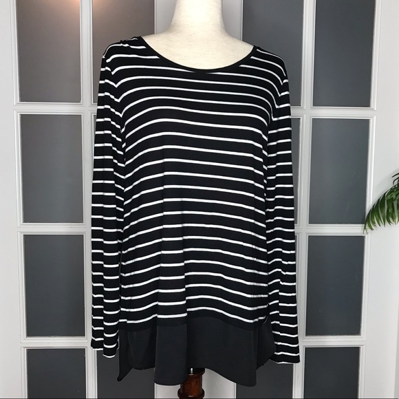 Apt. 9 Tops - GUC Women’s sz XL Black & White Striped Long Tunic